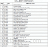 Parts list for model: BGA48-BQARL